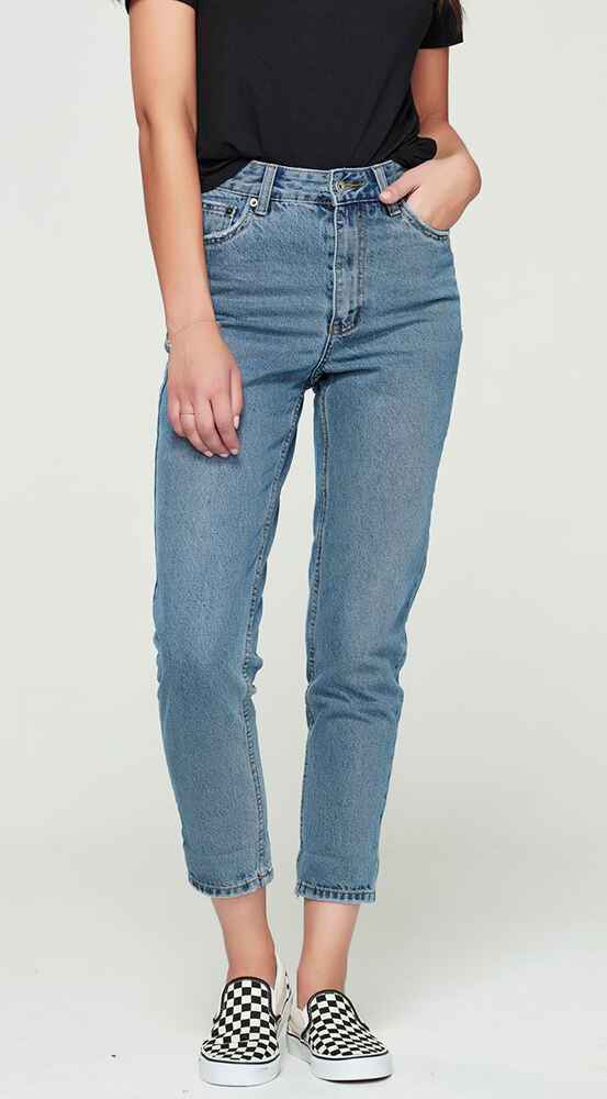 JUNK FOOD JEANS ALANNAH MOM JEAN - BLUE - Womens-Bottoms : Sequence ...