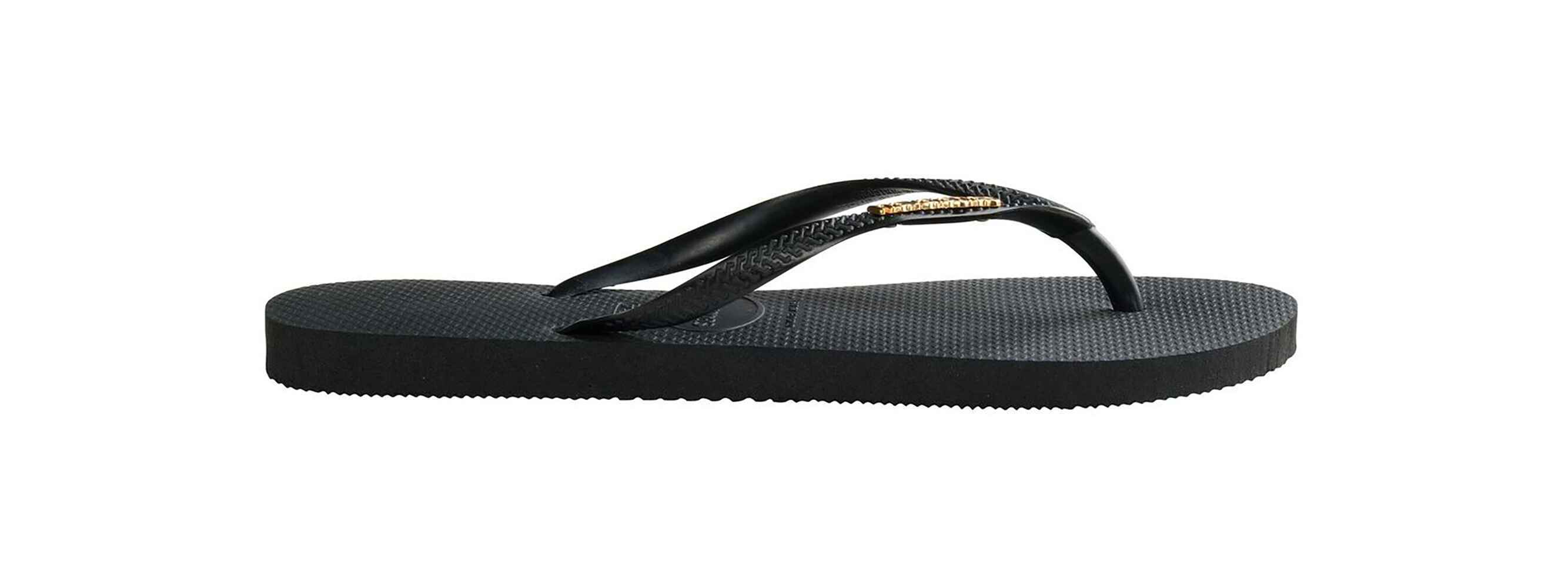 HAVAIANA S SLIM LOGO METALLIC JANDAL BLACK GOLD Footwear