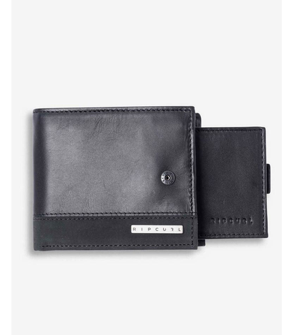 RIPCURL MENS MISSION CLIP RFID 2 IN 1 LEATHER WALLET - BLACK - Mens ...