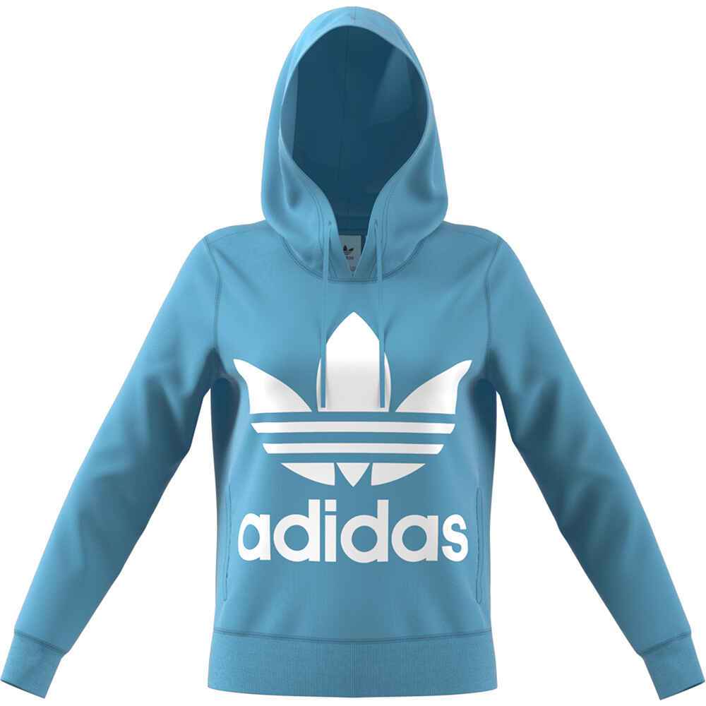 ADIDAS LADIES TREFOIL HOODIE CLEAR BLUE Womens Top Sequence Surf Shop ADIDAS S18