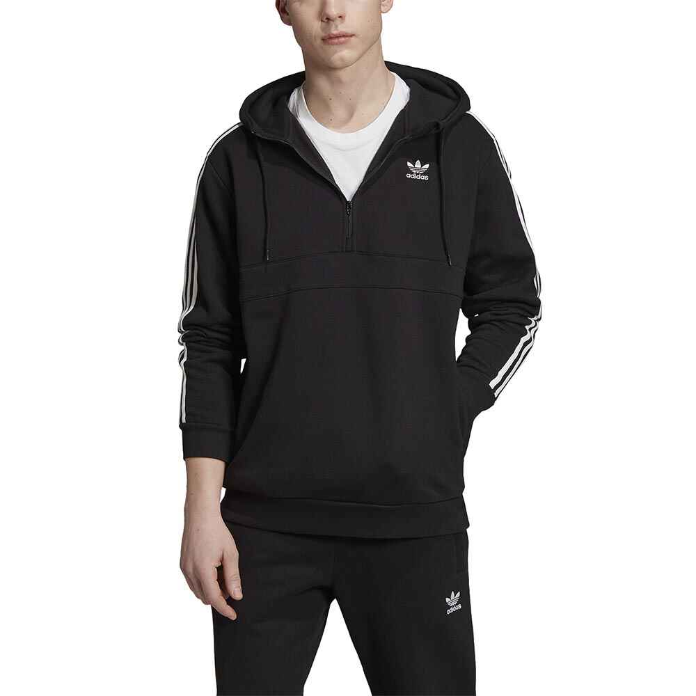 adidas 3 stripe hoodie black