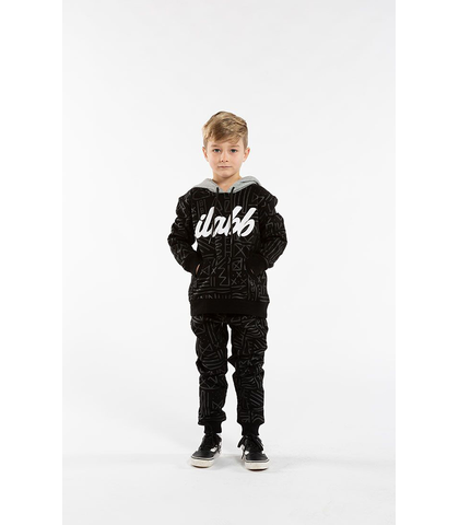 ILABB KIDS GEO HOOD - BLACK/GREY MARL