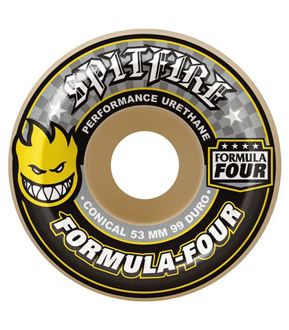 SPITFIRE WHEELS - F4 99D CONICAL 52MM YELLOW PRINT