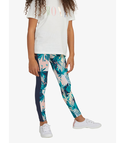 ROXY GIRLS GO FURTHER LEGGINGS - INDIGO TROPICAL STORM