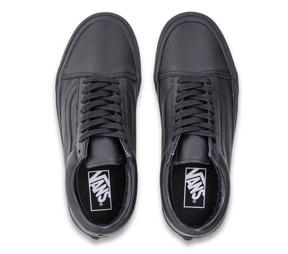 Black leather clearance vans school shoes