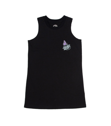 SANTA CRUZ GIRLS MUSHROOM MONARCH DOT TANK DRESS - BLACK