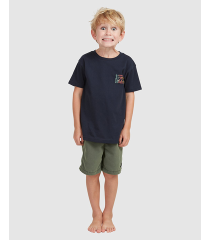 BILLABONG GROMS CRAYON WAVE TEE - NAVY