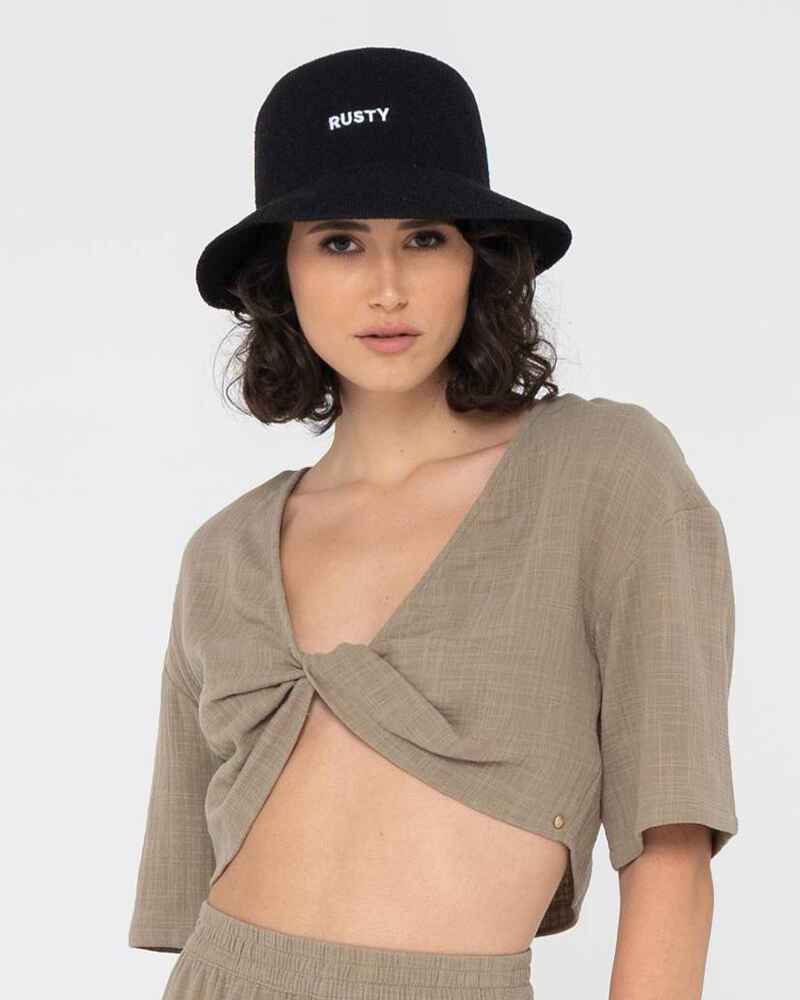 Rusty Ladies Bailey Bucket Hat Black Womens Accessories Sequence Surf Shop Rusty Ladies S22 8031