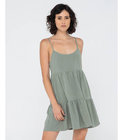 RUSTY LADIES SALTWATER SLIP DRESS - DUSTY TEAL