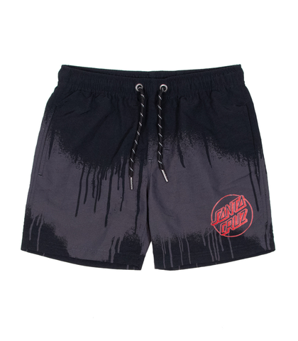 SANTA CRUZ BOYS OPUS DOT DRIP BEACH SHORT - BLACK TIE DYE