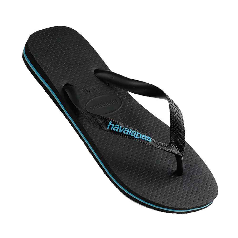 HAVAIANAS LOGO FILETE JANDAL - BLACK / LIGHT BLUE - Footwear-Mens ...