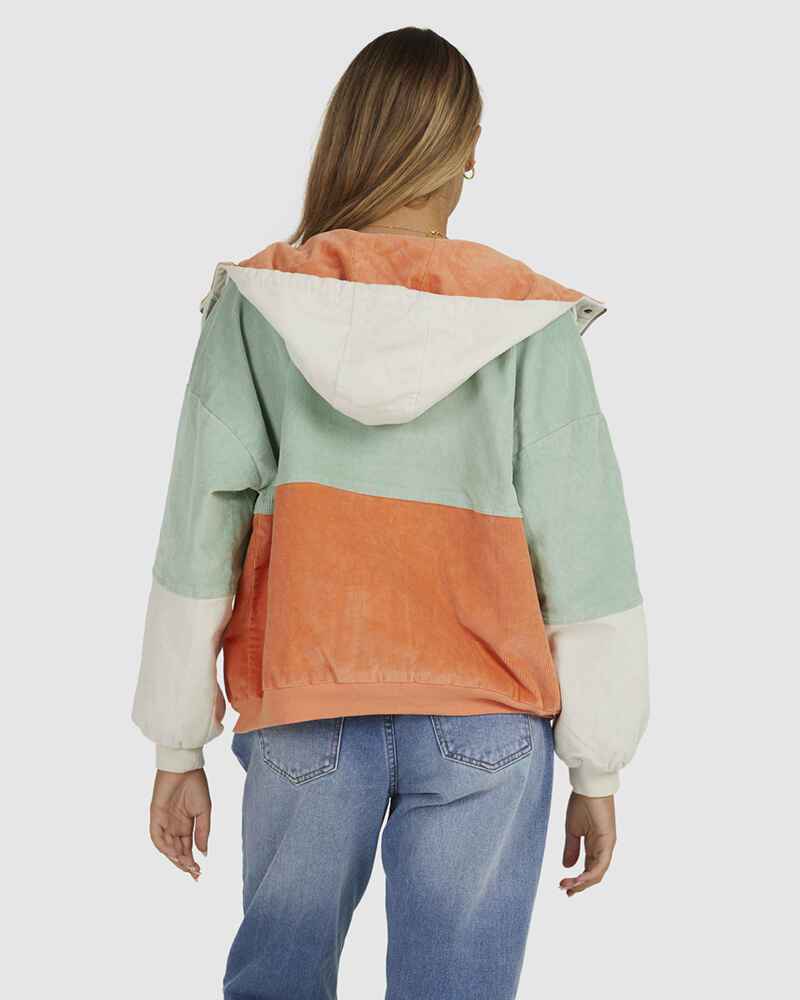 Hooded color block hot sale corduroy jacket