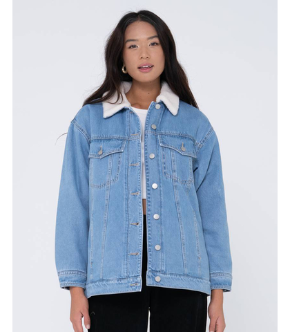 RUSTY LADIES DEMIN TRUCKER JACKET - BLUE LAGOON