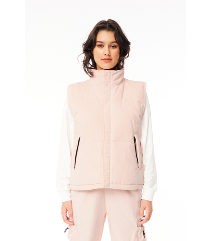 HUFFER LADIES TAYLOR CORD PUFFER VEST - BLUSH PINK