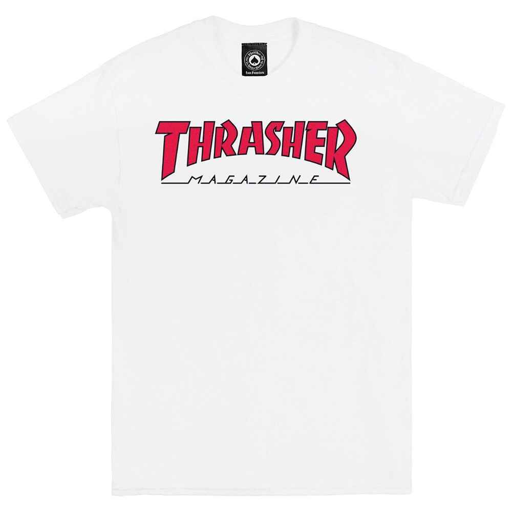 THRASHER OUTLINED TEE - WHITE / RED - Mens-Tops : Sequence Surf Shop ...