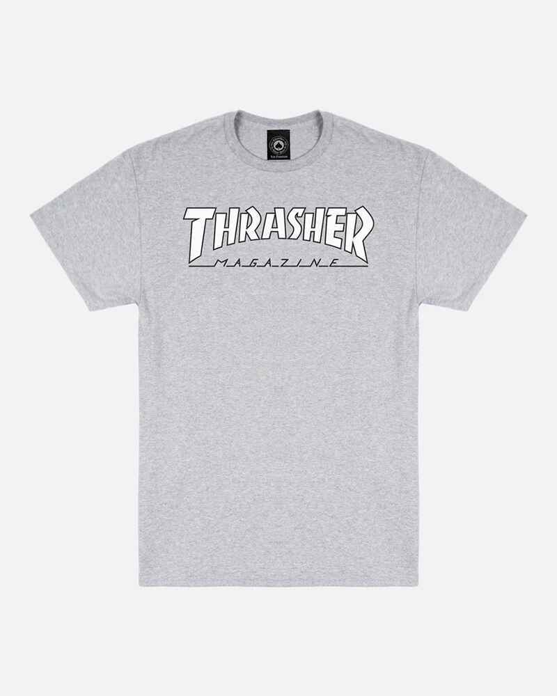 THRASHER OUTLINED TEE - GREY / WHITE - Mens-Tops : Sequence Surf Shop ...