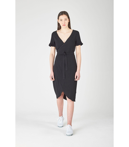 HUFFER LADIES MARIA WRAP DRESS - BLACK