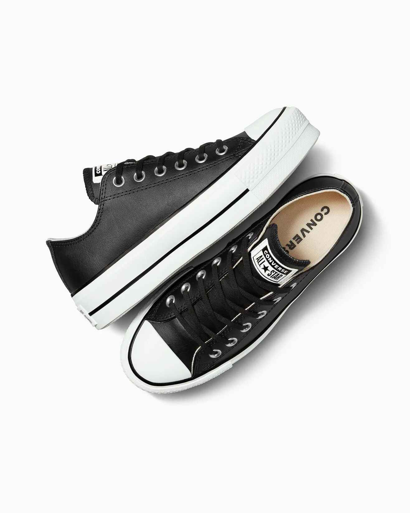 CONVERSE CHUCK TAYLOR LIFT LEATHER LOW BLACK Footwear Shoes Sequence Surf Shop CONVERSE W24