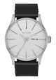 NIXON SENTRY LEATHER WATCH - ALL SILVER / BLACK