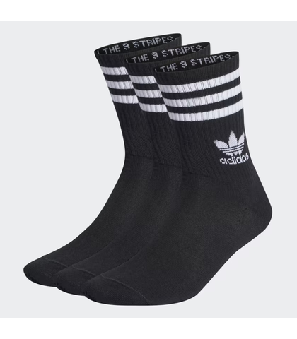 ADIDAS 3 STRIP CREW SOCK 3 PACK - BLACK