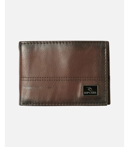 RIPCURL MENS CORPAWATU ICON PU WALLET - BLACK / TAN