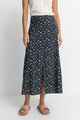 RHYTHM LADIES FLEUR FLORAL BUTTON FRONT MAXI SKIRT - BLACK