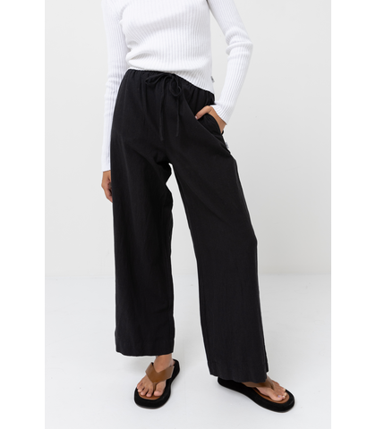 RHYTHM LADIES CLASSIC DRAWSTRING PANT - BLACK