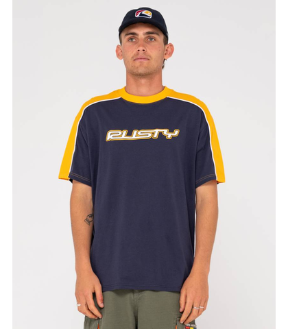 RUSTY MENS STRAIGHT SHOOTER S/S TEE - NAVY BLUE