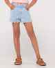 RUSTY GIRLS PENNY KICK FLARE DENIM SHORT - SKY BLUE HEATHER