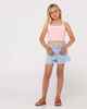 RUSTY GIRLS PENNY KICK FLARE DENIM SHORT - SKY BLUE HEATHER