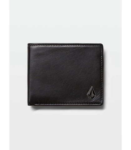 VOLCOM SINGLE STONE LEATHER WALLET - BLACK