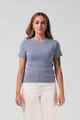 RPM LADIES KNITTED S/S TOP - DUSTY BLUE