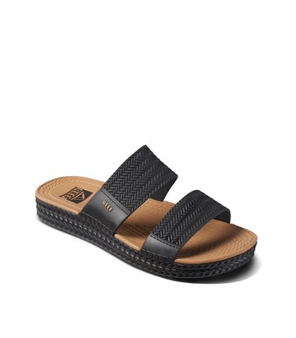 REEF LADIES WATER VISTA SLIDE - BLACK / TAN