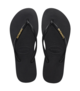 HAVAIANA'S SLIM LOGO METALLIC JANDAL - BLACK / GOLD