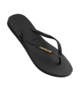 HAVAIANA'S SLIM LOGO METALLIC JANDAL - BLACK / GOLD