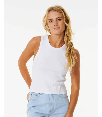 RIPCURL LADIES CLASSIC RIBBED TANK - OPTICAL WHITE