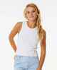 RIPCURL LADIES CLASSIC RIBBED TANK - OPTICAL WHITE