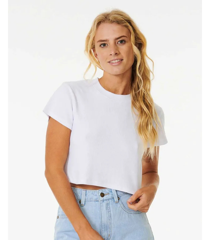 RIPCURL LADIES CLASSIC RIBBED TEE - OPTICAL WHITE