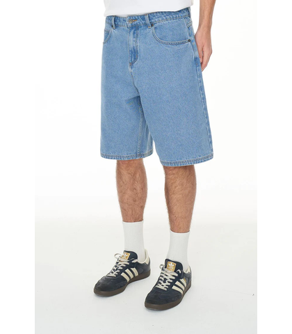 HUFFER MENS DENIM BOX SHORT - MID WASH