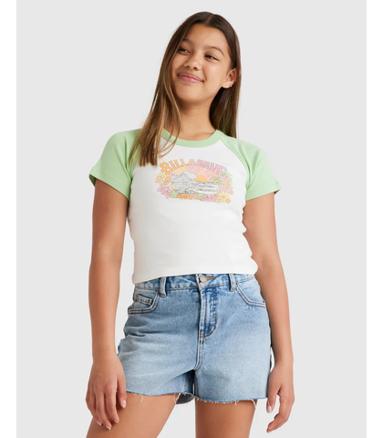 BILLABONG GIRLS TROPICAL VIEWS RAGLAN TEE - SWEAT MEADOW