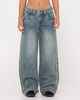 RUSTY LADIES FLIP MOMMY LOW RISE WIDE LEG JEAN - DIRT DAWG / LIME