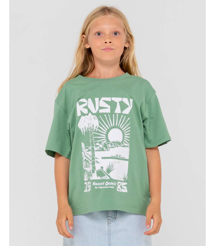 RUSTY GIRLS BY THE BAY OVERSIZE TEE - FADED PISTACHIO