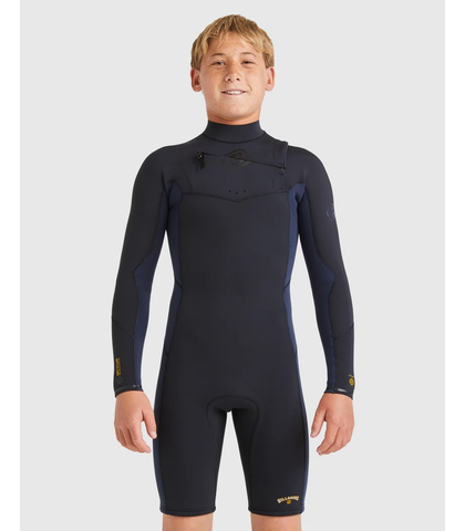 BILLABONG BOYS 2MM ABSOLUTE NATURAL L/S CHESTZIP SPRINGSUIT - DARK NAVY