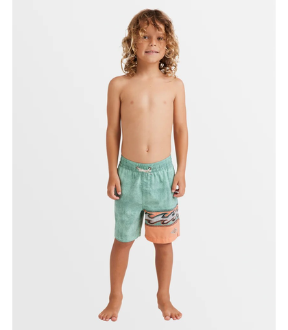 BILLABONG GROMS BURLEIGH LAYBACK BOARDSHORT - DUSTY TEAL