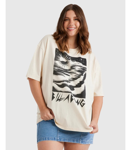 BILLABONG LADIES NIGHT WALKS OVERSIZE TEE - WHITE CAP