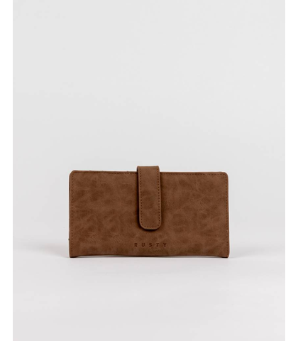 RUSTY LADIES BOBBIE SUEDE FLAP WALLET - CHOCOLATE