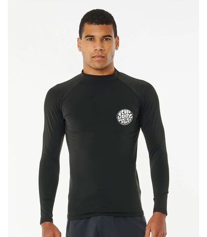 RIPCURL MENS ICONS UPF BRUSHED THERMO L/S RASHSHIRT - BLACK