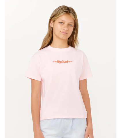 RIPCURL GIRLS SUMMER SOLSTICE TEE - LIGHT PINK