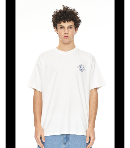 HUFFER MENS BLOCK TEE 220 / FLIGHT PLAN - CHALK