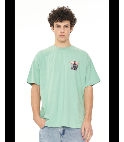 HUFFER MENS BLOCK TEE 220/ NONSTOP - LICHEN